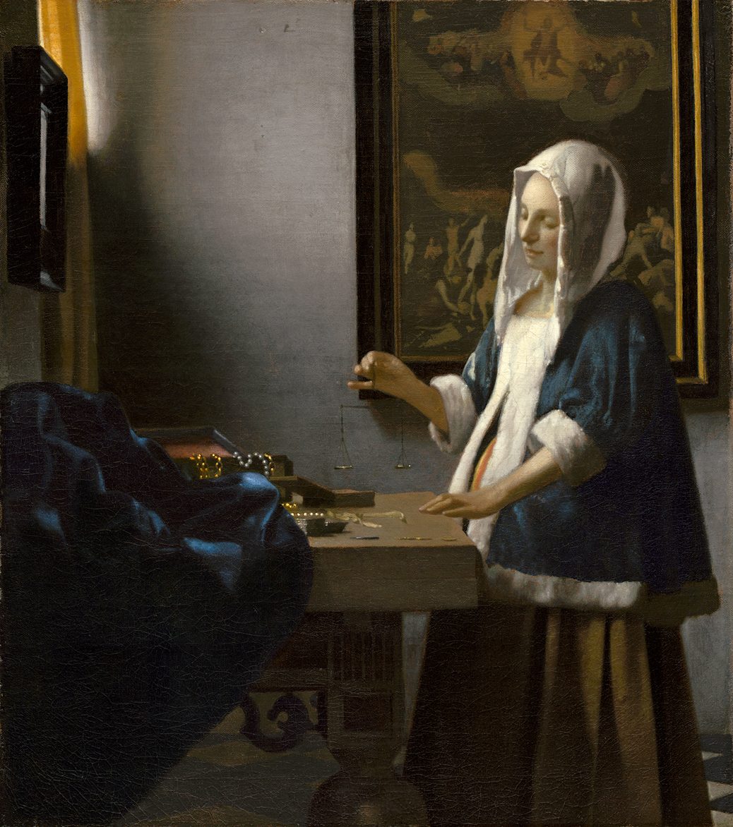 Vermeer's Woman Holding a Balance, modeled by his wife Catharina